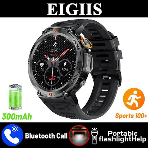 Eigiis Bluetooth Call Smart Watch Men Full Touch Screen Health Monitor Clock With Flashlight Men