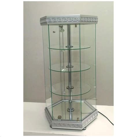 Revolving Glass Display Case Vmv112gtl Silver Uk Office Products
