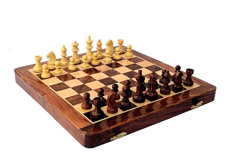 Wooden Magnetic Folding Travel Chess Board Game Set 12″inch X 12″inch