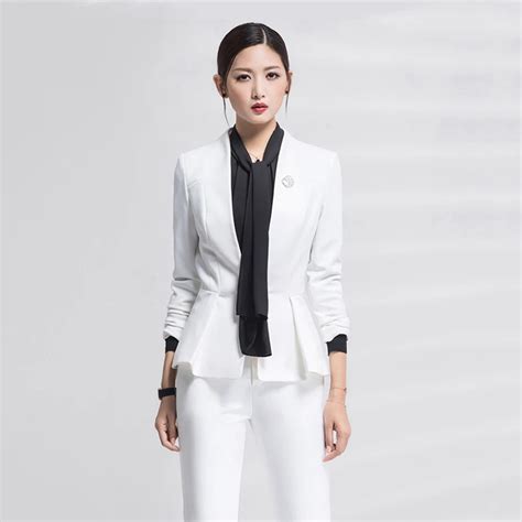 Womens Suits Set 2 Pieces For The Office Korean Style Plus Size Elegant White Suit Women Office