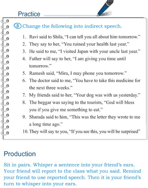 Direct And Indirect Speech Exercises With Answers Printable Exercise