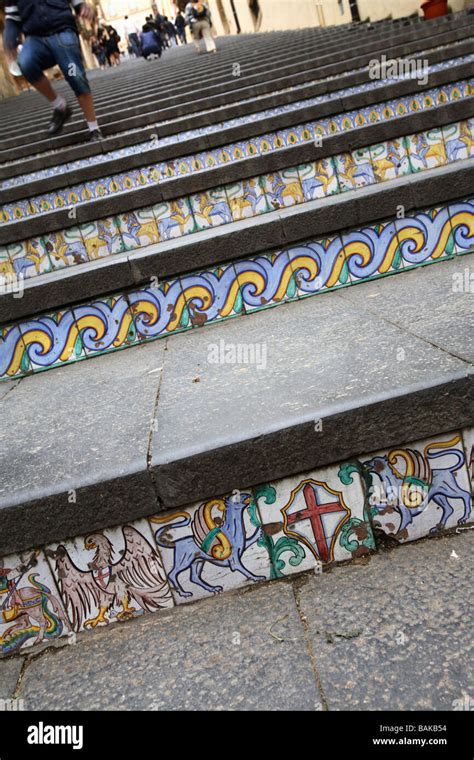 Decorated Step Of Santa Maria Del Monte Staircase Caltagirone Sicily