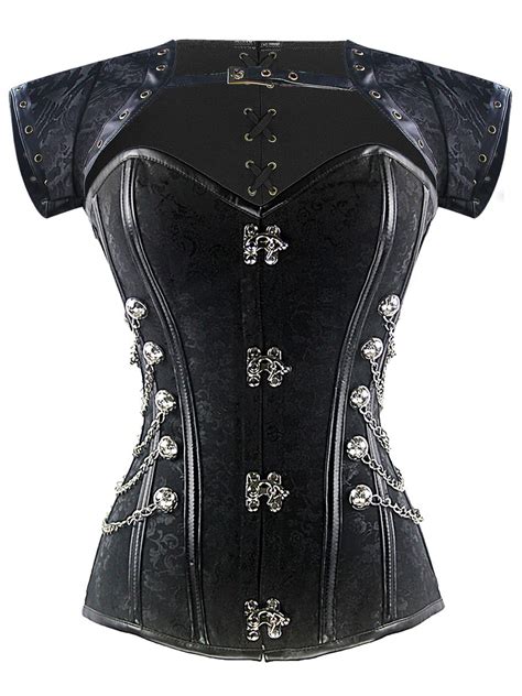 Burvogue Women Gothic Steampunk Steel Boned Overbust Corsets Tops Corset Outfits Cosplay