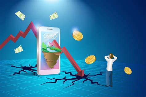 Metaverse land investment lost. Drop down investment graph with