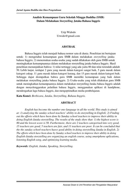 PDF Analisis Kemampuan Guru Sekolah Minggu Buddha SMB Dalam