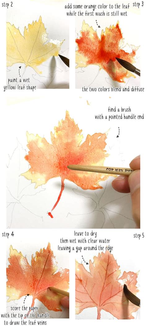 Easy Watercolor Fall Leaves Part1
