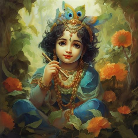 Premium Ai Image Lord Krishna And Playing Flute On The Occasion Of