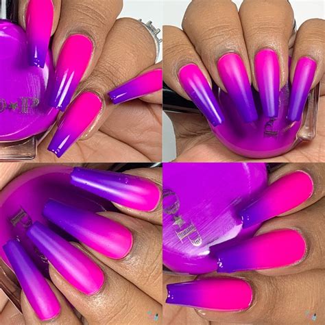 P O P Wow Neon Thermal Cream Collection Purple Pink Nail Etsy Purple And Pink Nails Purple