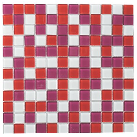 Red Glass Mosaic Tile L 300mm W 300mm Departments Diy At Bandq