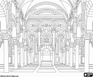Kleurplaat Interieur van de Cordoba moskee kleurplaten