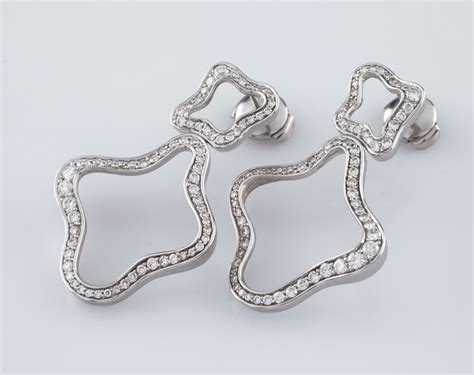 Carat Diamond Flower Dangle Drop K White Gold Earrings Ebay