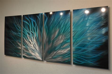 Fiamma Teal Abstract Metal Wall Art Contemporary Modern Decor On Storenvy