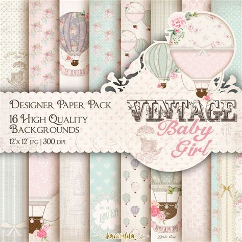 Baby Girl Digital Paper Pack Vintage Baby Papers Shabby Baby Etsy