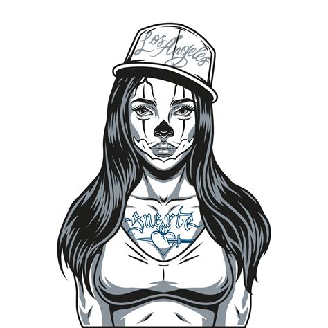 Mexican Gangster Tattooed Chicana Girl Vector Illustration Download 60