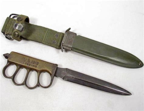 Rare Us Ww1 1918 L F And C Brass Knuckle Combat Trench Knife W Scabbard