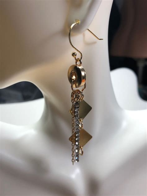 Golden Dangle Earrings Etsy