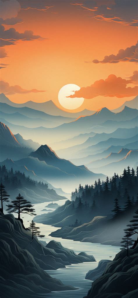 Mountains And Orange Sunset Wallpaper Mountains Wallpapers 4k
