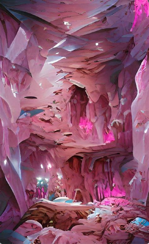 Pink Crystal Cave Crystal Cave Fantasy Landscape Dragon Cave