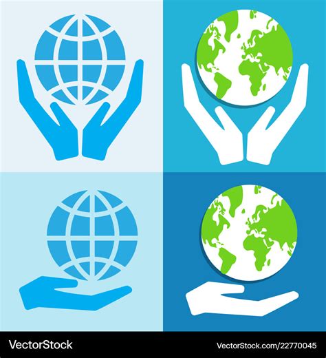 Hands Holding Green Earth Globe Save The World Vector Image