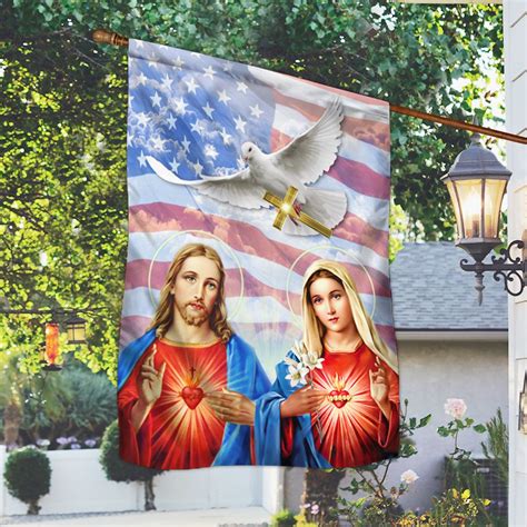 The Sacred Heart Of Jesus And The Immaculate Heart Of Mary Flag Tqn148f