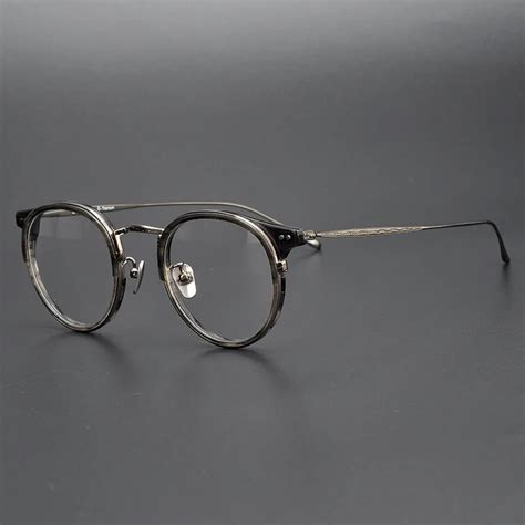 Buy Brand Vintage Round Eyeglasses Men Ultralight Titanium Square Optical