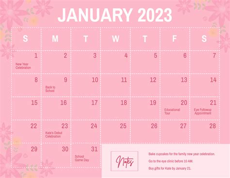 January 2024 Calendar Pretty In Pink Godiva Doralin