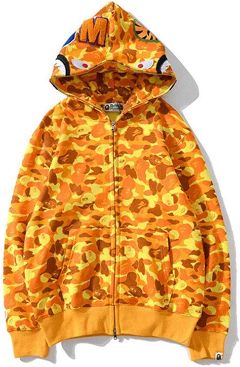 Bape A Bathing Ape Shark Pubg Orange Camo Hoodie Hooded Jacket Full