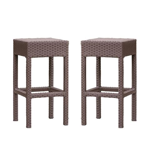 Noble House Yvonne Backless Wicker Outdoor Bar Stool Pack