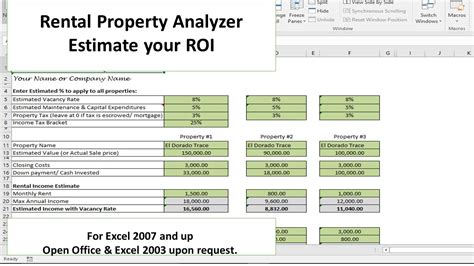 Rental Property Spreadsheet Template Free In Download Free
