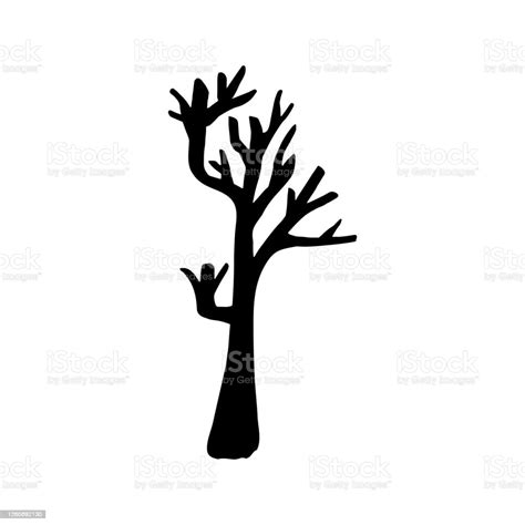 Vektor Halloween Clipart Pohon Kering Ilustrasi Lucu Dan Lucu Untuk