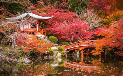 Fonds Decran 3840x2400 Japon Jardins Étang Ponts Automne Pagodes Kyoto