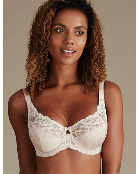 Marks Spencer Floral Jacquard Lace Underwired Full Cup Bra A H In