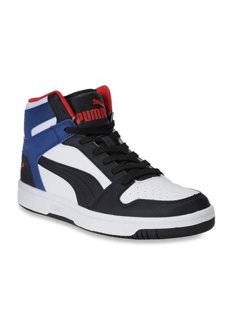Buy Puma Rebound Lay Up White And Black Ankle High Sneakers For Men At