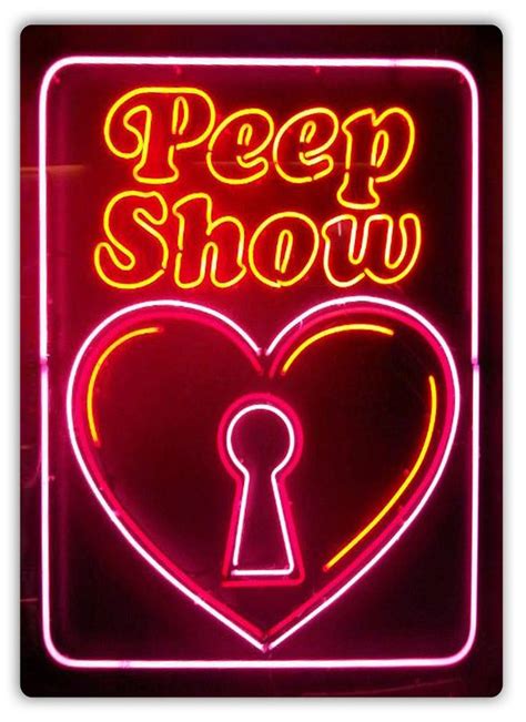 Peep Show Keyhole Neon Metal Wall Sign Plaque Art Amsterdam Vegas