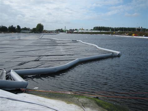 Water barrier geomembrane construction, below ground level section of ...