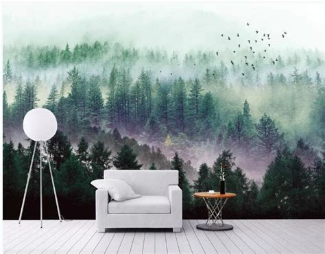Misty Forest Scene Mural Palm Tree Forests Mural Forest Haze Etsy In
