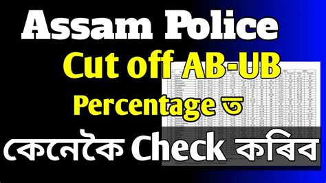 Assam Police Cutoff Assam Police Results Youtube