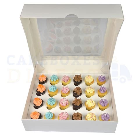 The cellulose die cut window boxes are laudable for their eco friendly factor. Premium 24 Mini White Ex Deep Cupcake Window Box with 3 ...
