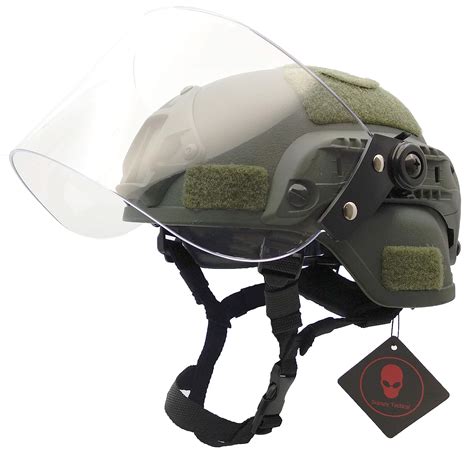 Buy Airsoft MICH Paintball Army Combat Helmet With Clear Riot Visor Face Shield Sliding