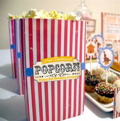 Popcorn Bag Printable Template Instant Download Circus Etsy