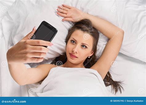 Making Selfie Stock Image Image Of Cheerful Attractive 58595795