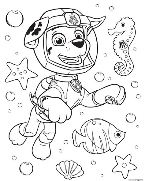 Coloriage pat patrouille maritime avec Marcus  JeColorie.com
