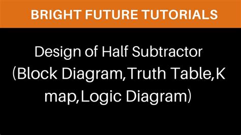 The half adder circuit is designed to add two single bit binary number a and b. Design of Half Subtractor | Half subtractor block diagram | Half subtractor truth table | K map ...