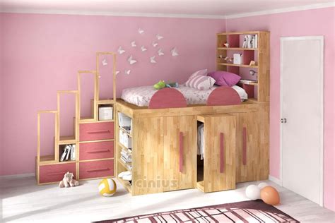 Benvenuto nella sezione letto contenitore di eprice. Camera da letto per bambina con letto Impero Young con libreria scala e cassetti | Camera da ...