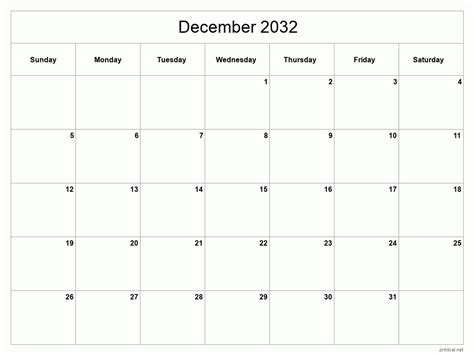 Printable December 2032 Calendar Free Printable Calendars