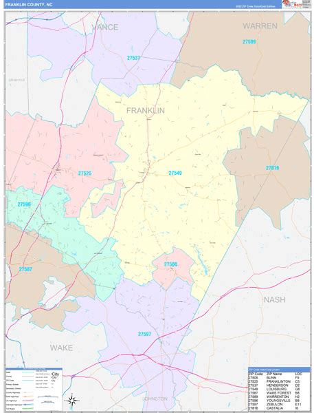 Wall Maps Of Franklin County North Carolina