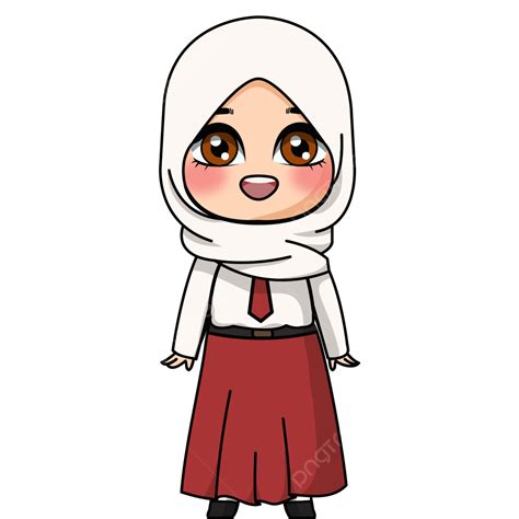 Pelajar Berseragam Hijab Siswa Sekolah Indonesia Png Dan Vektor Dengan Background Transparan
