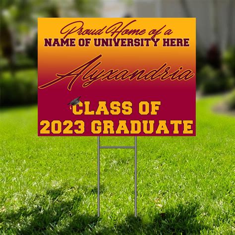 Custom University Graduation Yard Sign Class 2023 Arizona Etsy