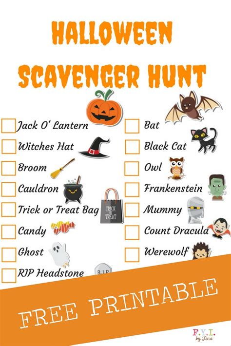 Free Printable Halloween Scavenger Hunt Template
