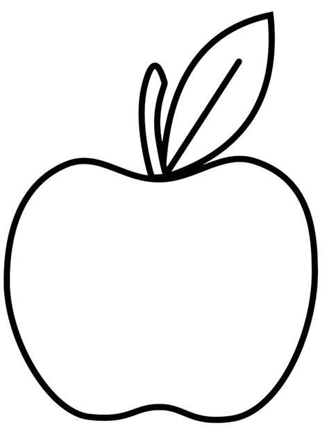 Simple Apple Line Art Coloring Page for Preschool | Apple coloring